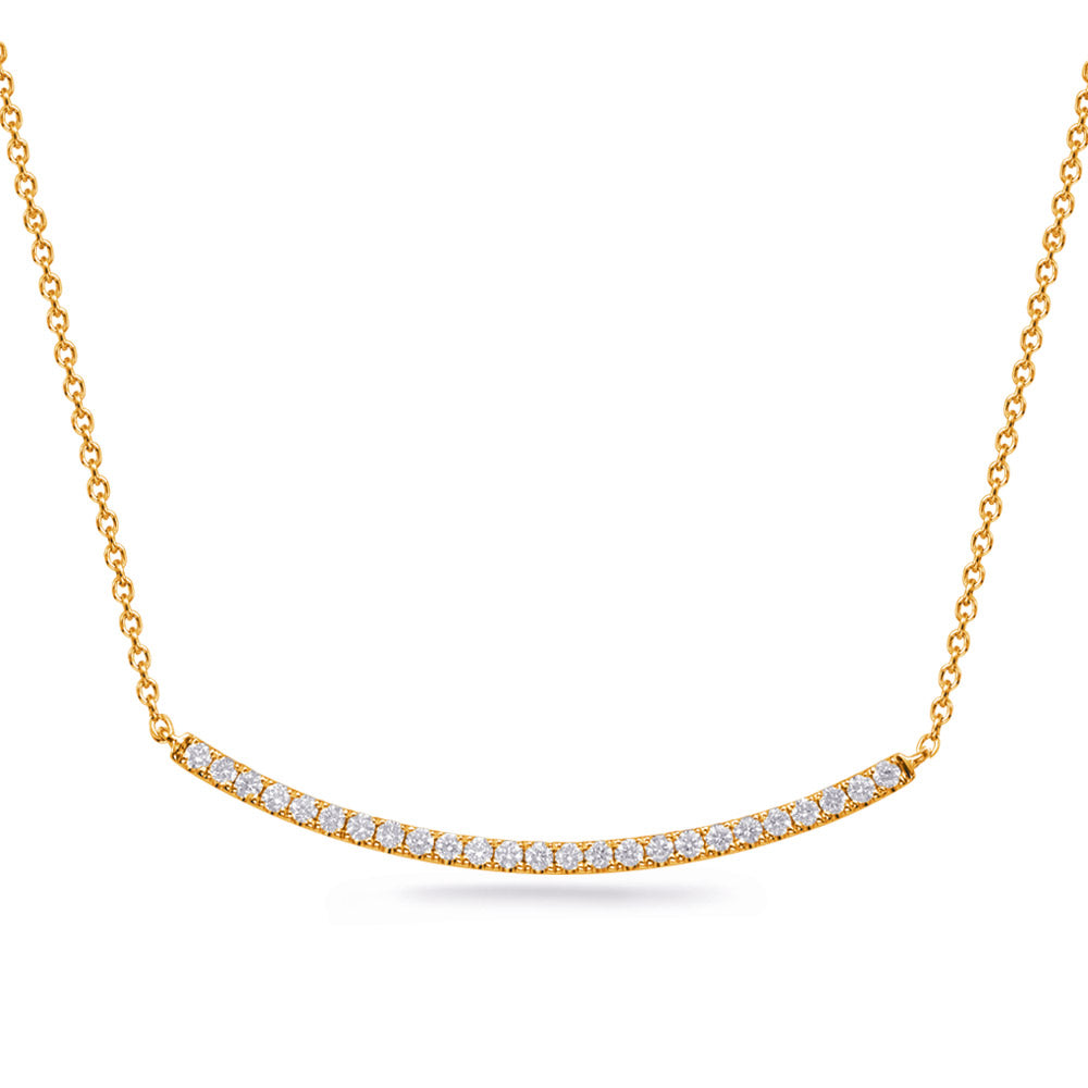 Classic Curved Bar Shape Diamond Necklace - View 2