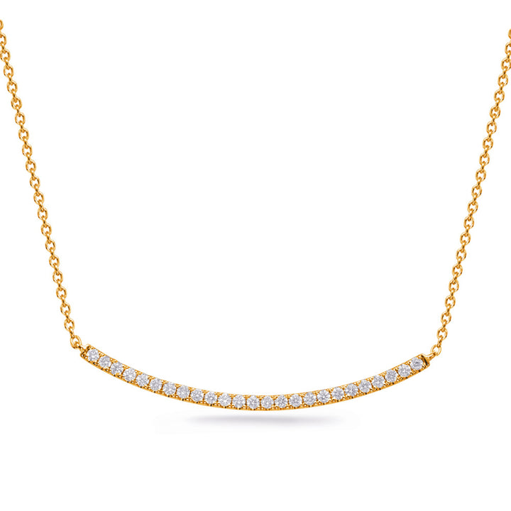 Classic Curved Bar Shape Diamond Necklace - View 2