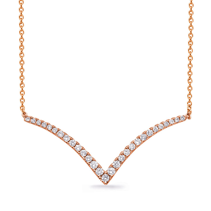 Classic V Shaped Design Diamond Necklace