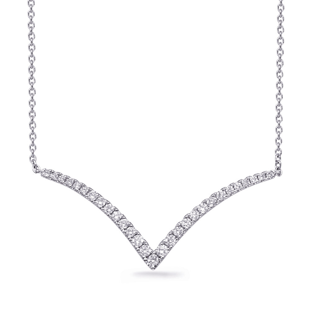 Classic V Shaped Design Diamond Necklace - View 1