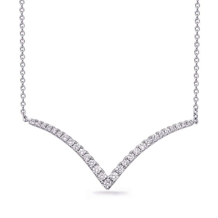 Classic V Shaped Design Diamond Necklace - View 1