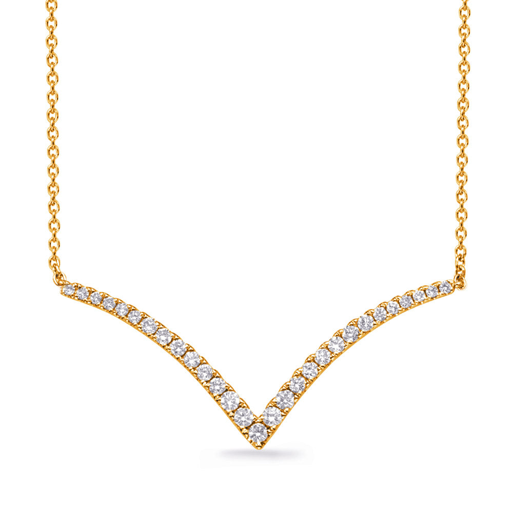 Classic V Shaped Design Diamond Necklace - View 2