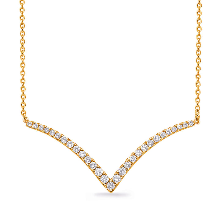 Classic V Shaped Design Diamond Necklace - View 2