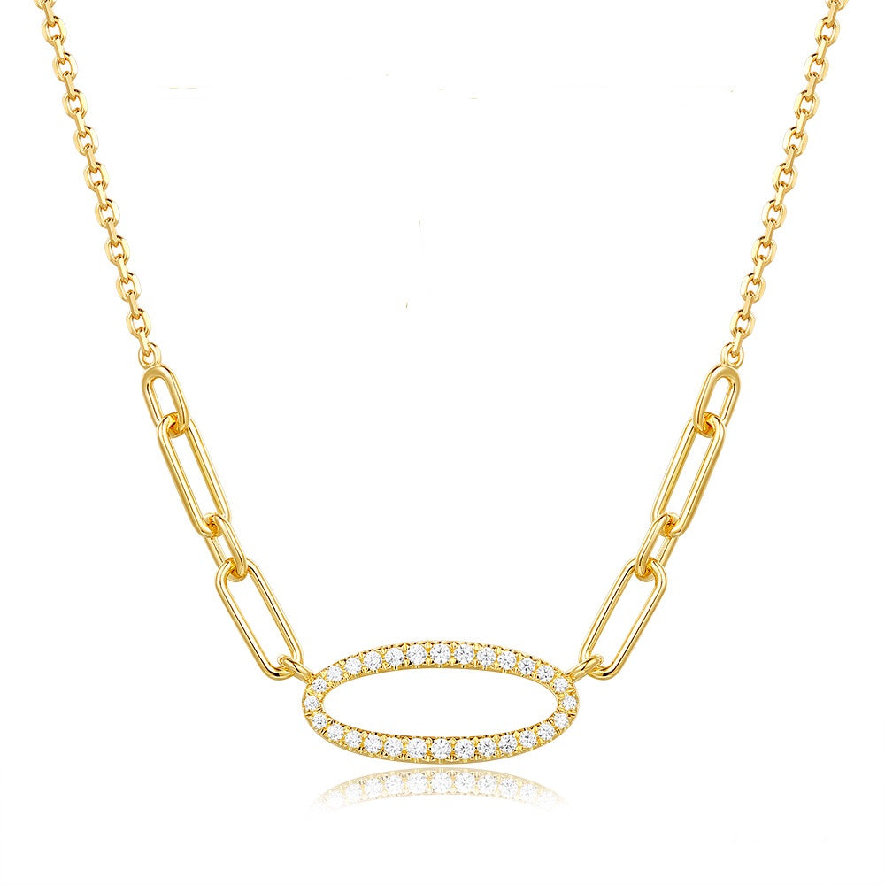 Modern Design Gold Necklace With Diamonds - View 1