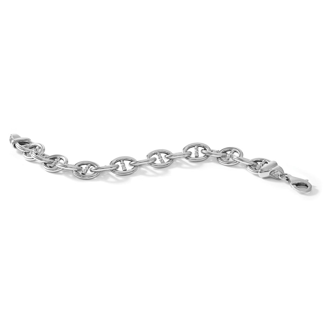 Sterling Silver 11.8mm Anchor Bracelet, 8