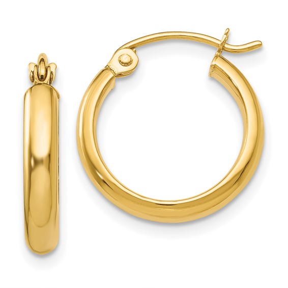 14K Gold Classic Polished Hoop Earrings