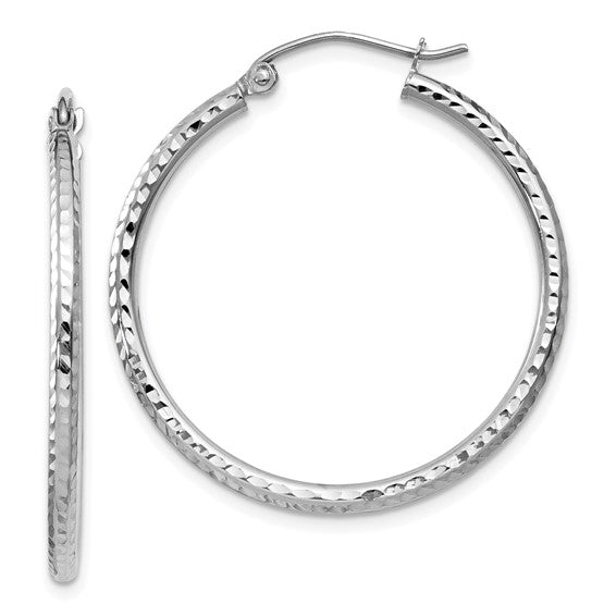 14K Gold Diamond-Cut Hoop Earrings