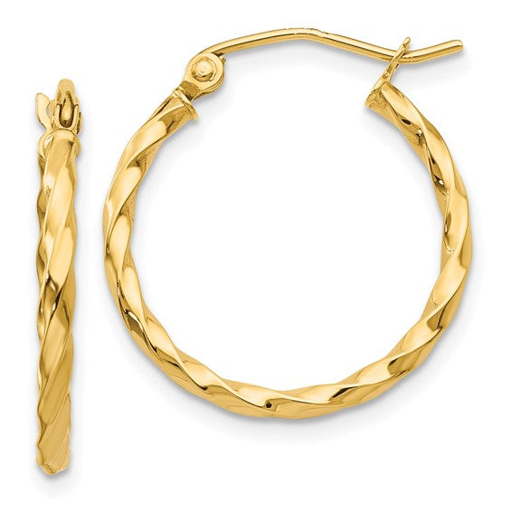 14K Gold Twisted Hoop Earrings