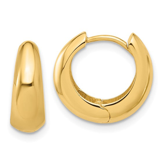 14K Yellow Gold Polished Wide Huggie Hoop Earrings
