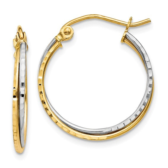 14K Two-Tone Gold Interlocking Hoop Earrings