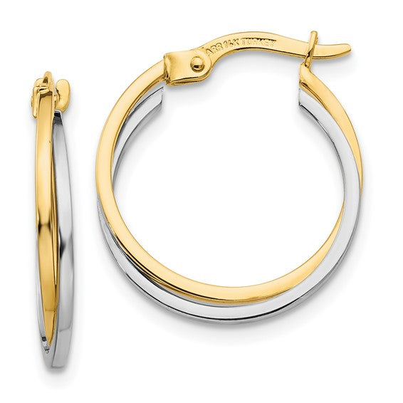 14K Two-Tone Gold Interlocking Hoop Earrings