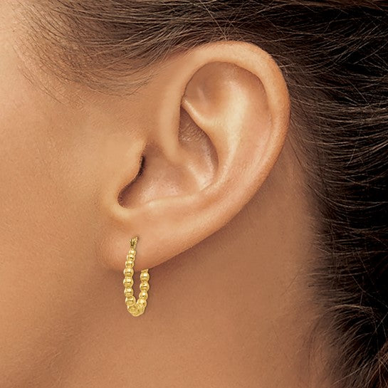 14K Gold Beaded Hoop Earrings