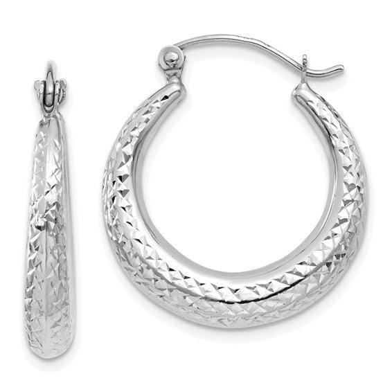 14K Gold Diamond-Cut Hoop Earrings