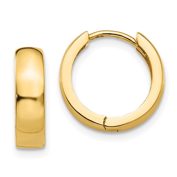 14K Yellow Gold Polished Wide Huggie Hoop Earrings