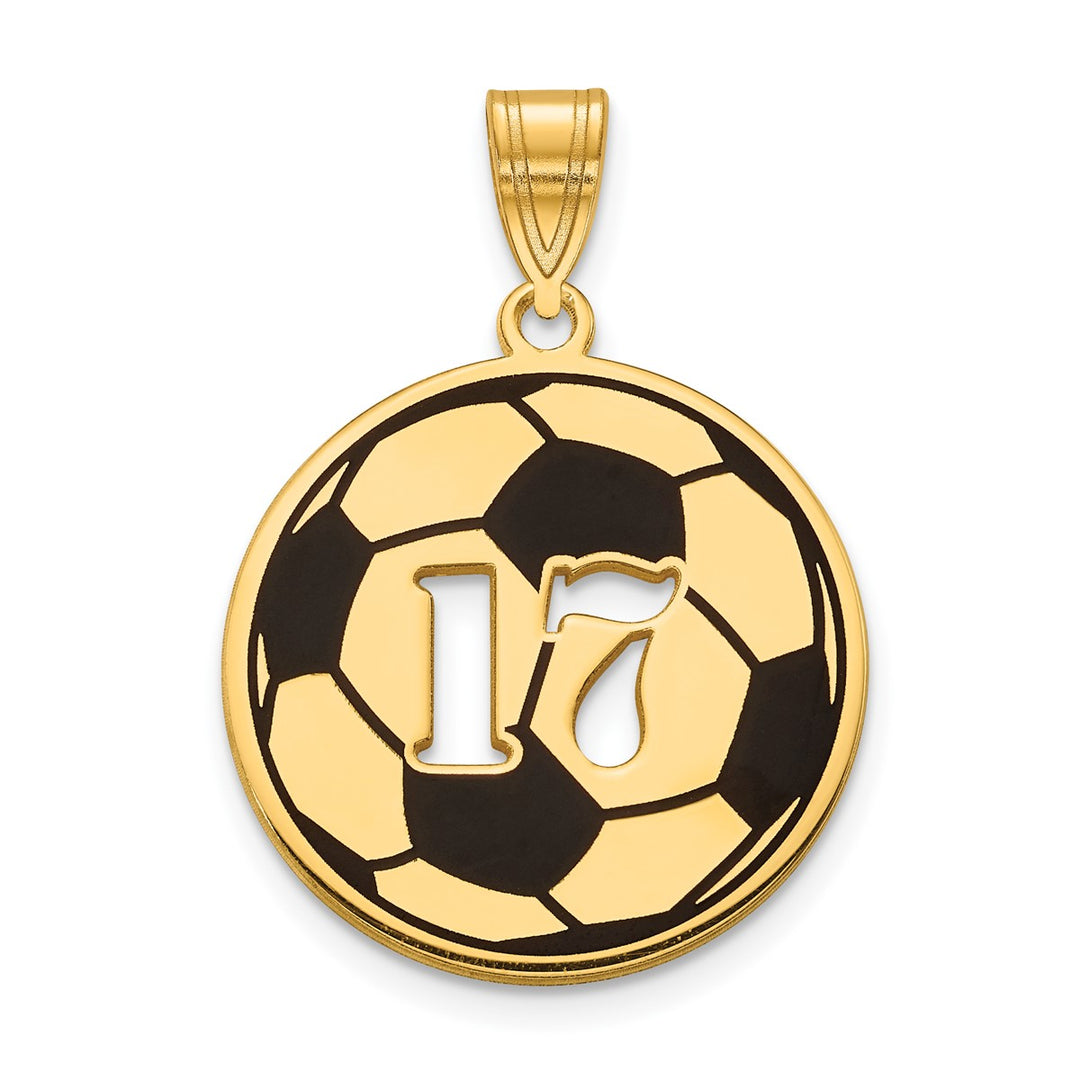 Personalized Enameled Soccer Ball Number Pendant
