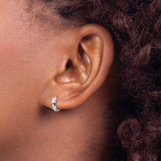 14K Gold Diamond-Cut Huggie Hoop Earrings