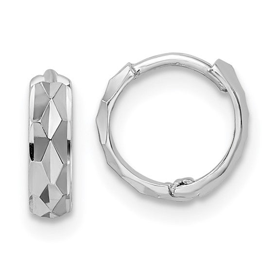 14K Gold Diamond-Cut Huggie Hoop Earrings