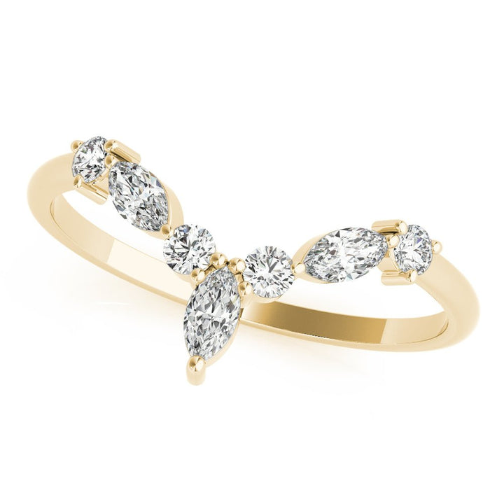 Alternating Round & Marquise Chevron Wedding Band - Wedding Band - Design Jewellers Edmonton