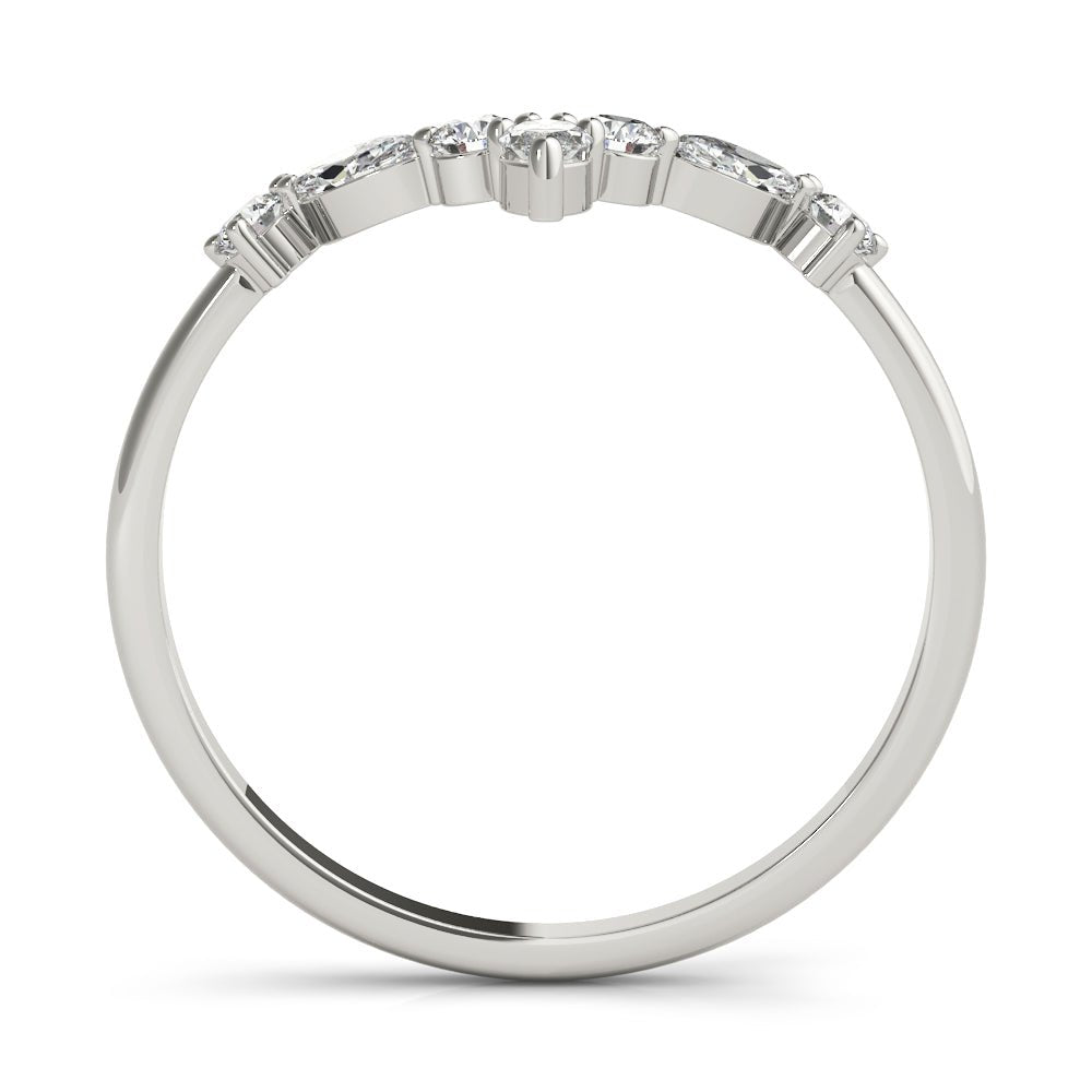 Alternating Round & Marquise Chevron Wedding Band - Wedding Band - Design Jewellers Edmonton