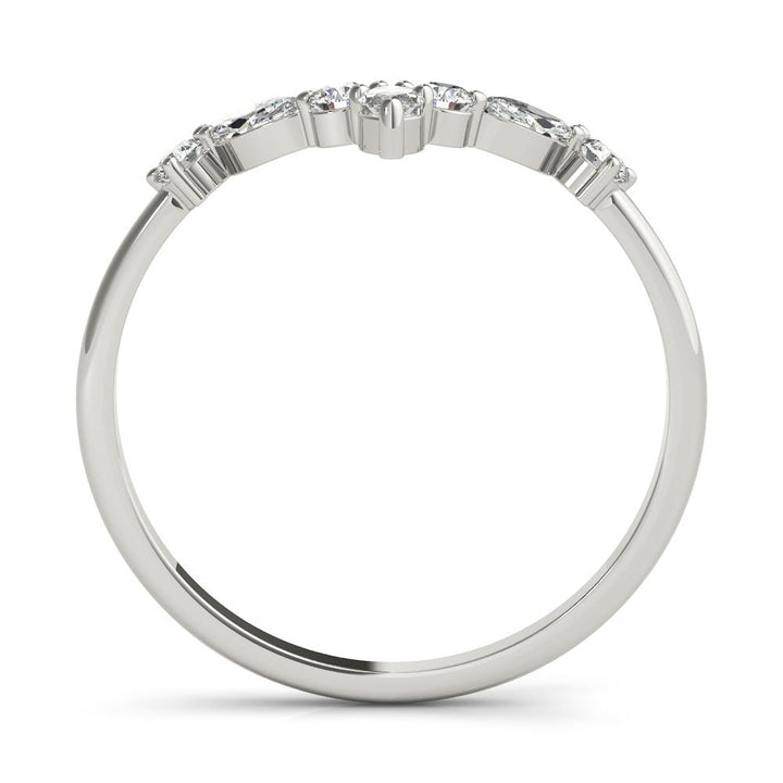 Alternating Round & Marquise Chevron Wedding Band - Wedding Band - Design Jewellers Edmonton