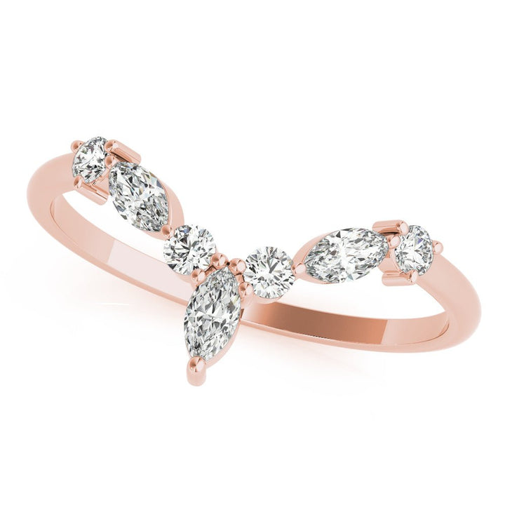 Alternating Round & Marquise Chevron Wedding Band - Wedding Band - Design Jewellers Edmonton