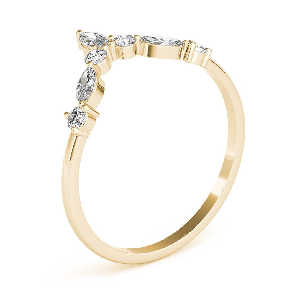 Alternating Round & Marquise Chevron Wedding Band - Wedding Band - Design Jewellers Edmonton