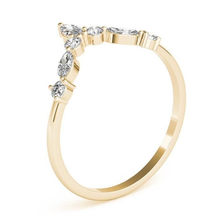 Alternating Round & Marquise Chevron Wedding Band - Wedding Band - Design Jewellers Edmonton