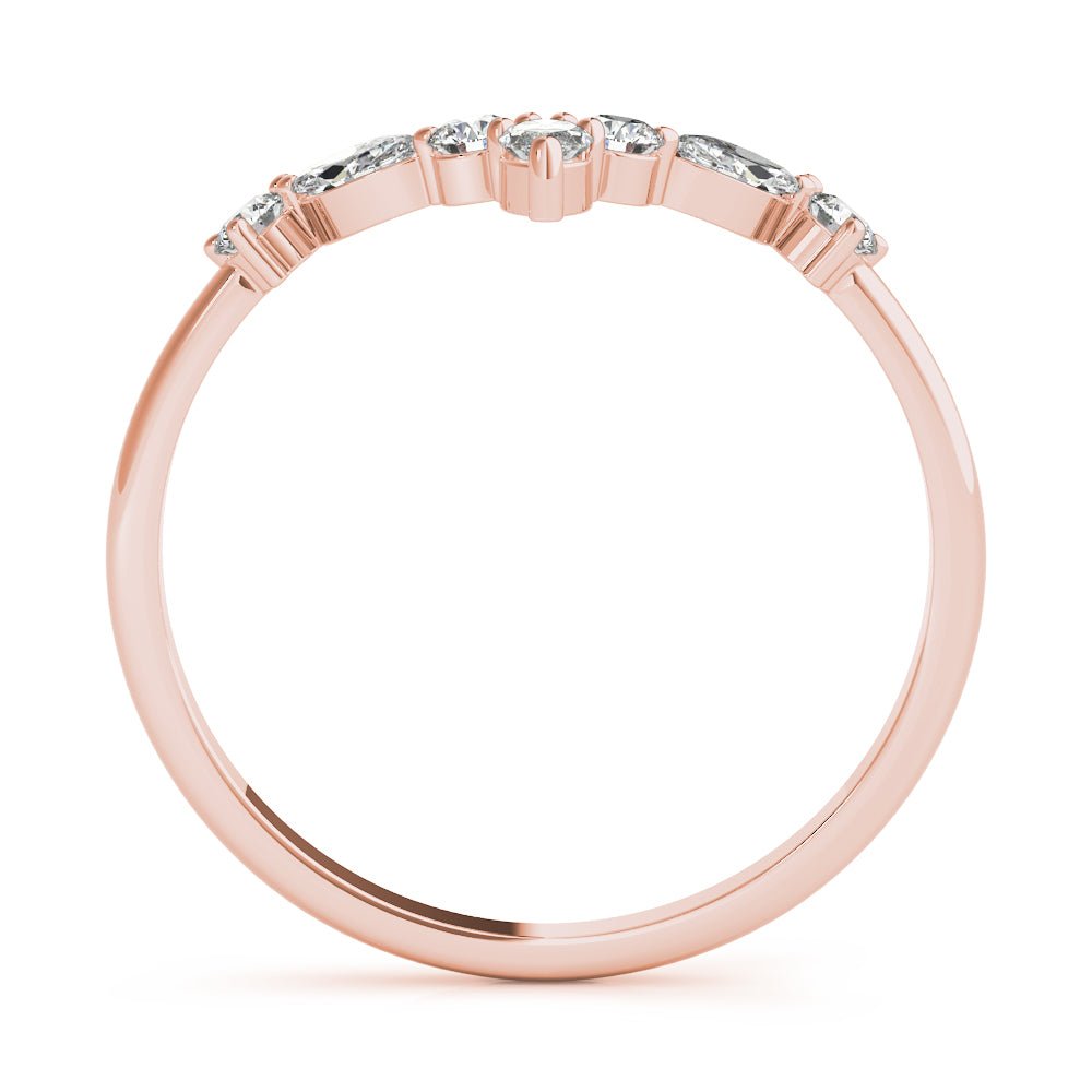 Alternating Round & Marquise Chevron Wedding Band - Wedding Band - Design Jewellers Edmonton