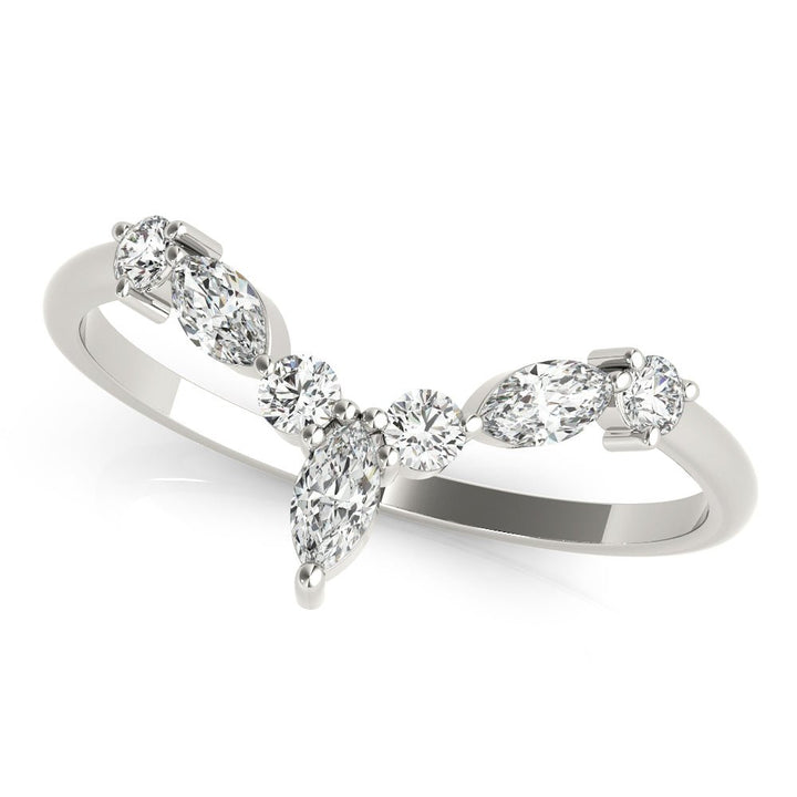 Alternating Round & Marquise Chevron Wedding Band - Wedding Band - Design Jewellers Edmonton