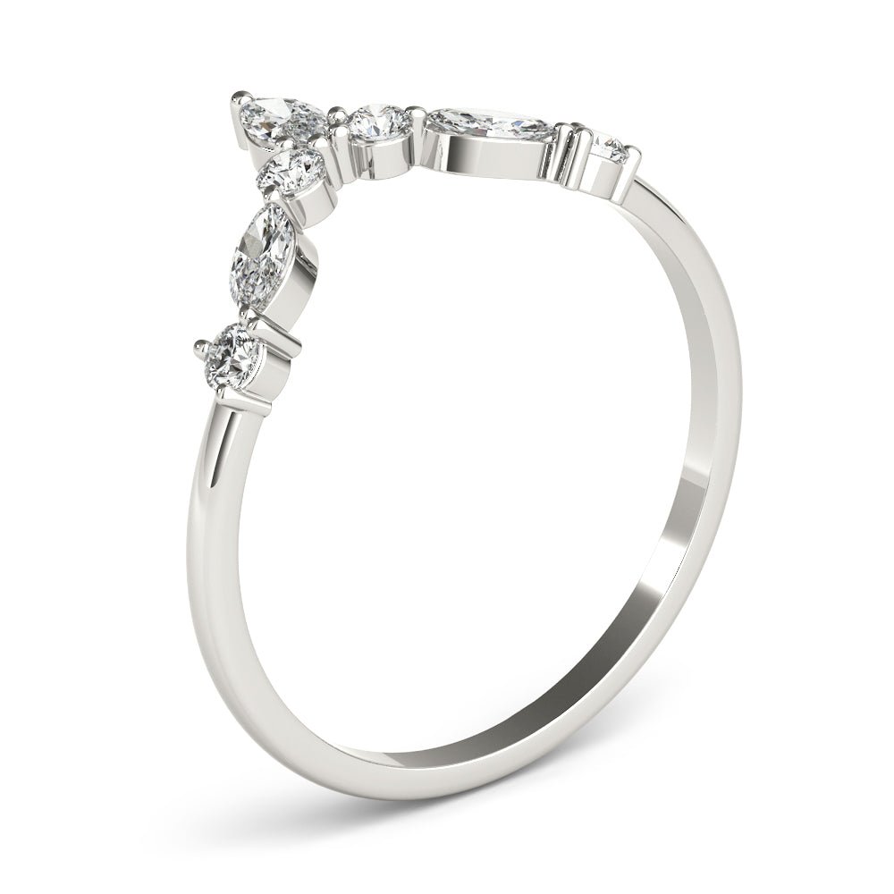Alternating Round & Marquise Chevron Wedding Band - Wedding Band - Design Jewellers Edmonton