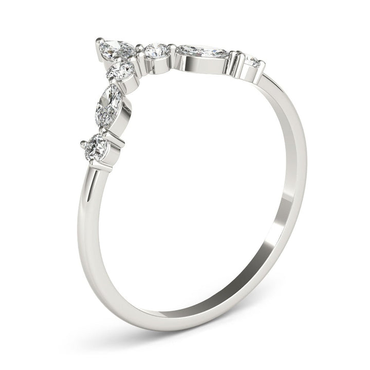 Alternating Round & Marquise Chevron Wedding Band - Wedding Band - Design Jewellers Edmonton
