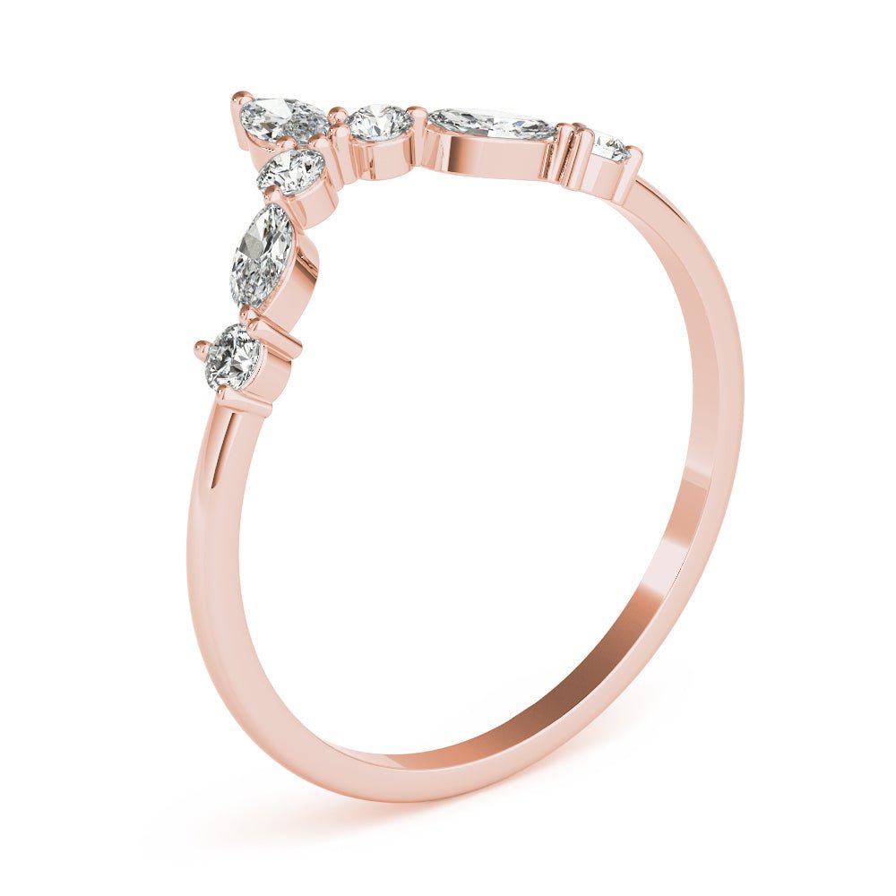 Alternating Round & Marquise Chevron Wedding Band - Wedding Band - Design Jewellers Edmonton