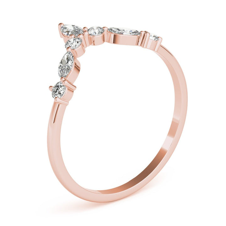 Alternating Round & Marquise Chevron Wedding Band - Wedding Band - Design Jewellers Edmonton