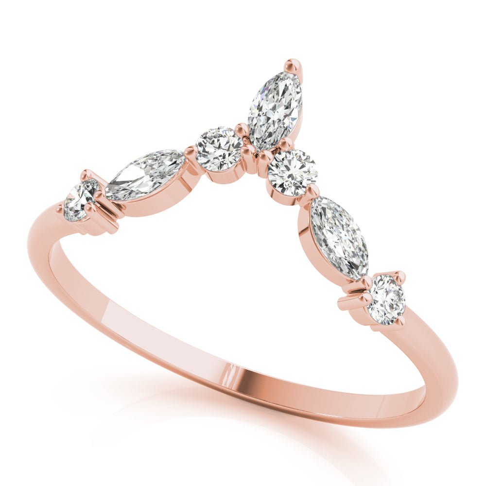 Alternating Round & Marquise Chevron Wedding Band - Wedding Band - Design Jewellers Edmonton
