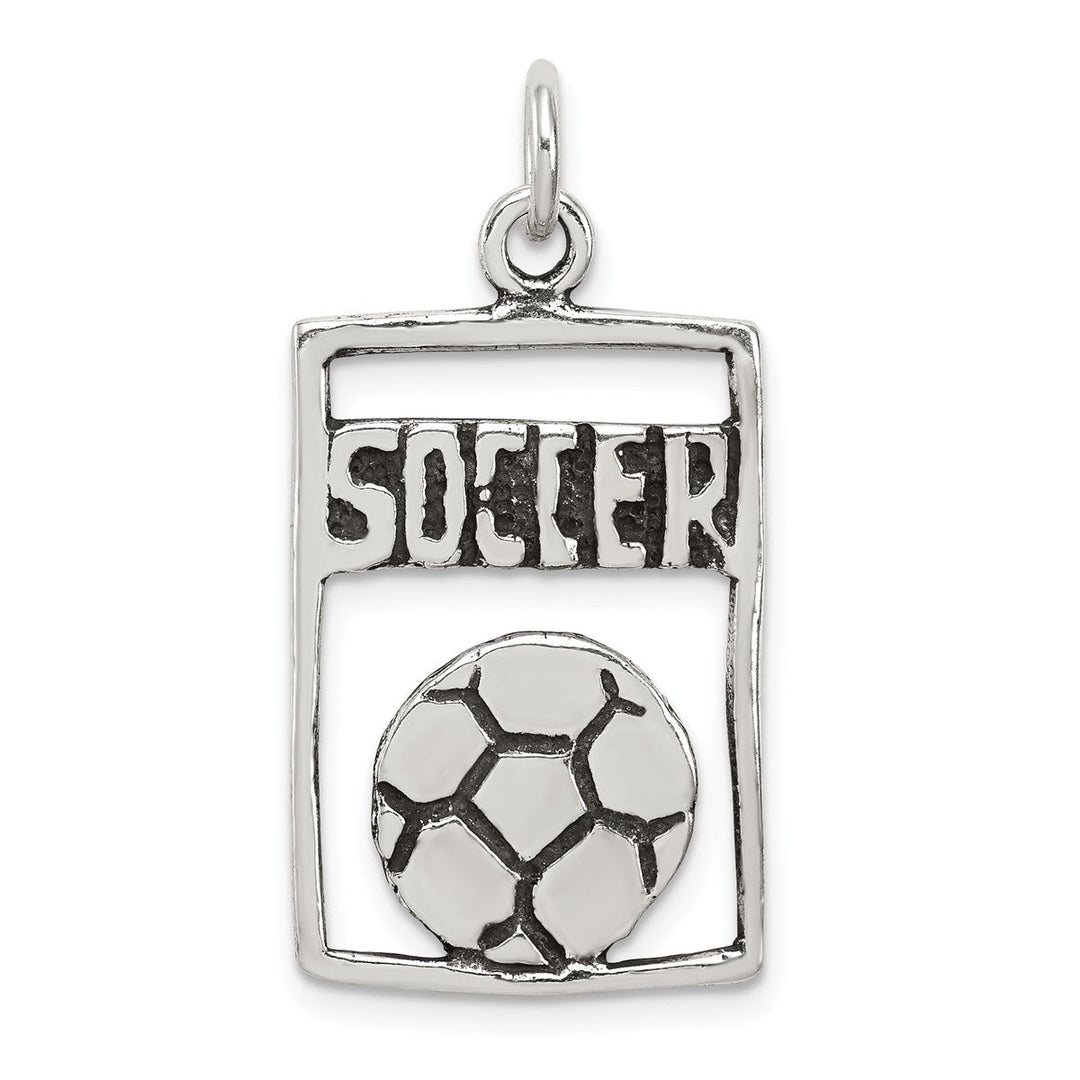 Antiqued Soccer Rectangle Pendant
