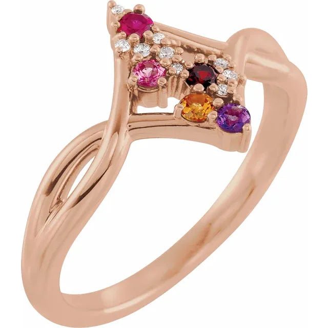 Artistic Multi - Stone Cluster Chevron Ring - Gemstone Ring - Design Jewellers Edmonton