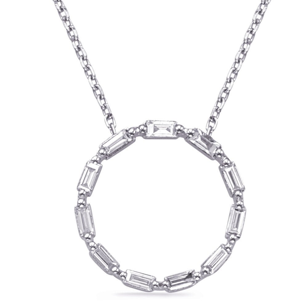BAGUETTE CIRCLE DESIGN GOLD DIAMOND NECKLACE