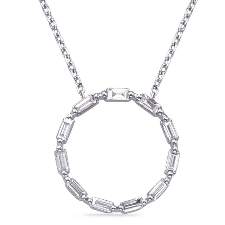 BAGUETTE CIRCLE DESIGN GOLD DIAMOND NECKLACE - Design Jewellers Edmonton