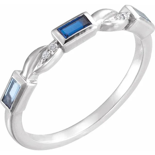 Baguette Multi-Shade Sapphire and Diamond Braided Band