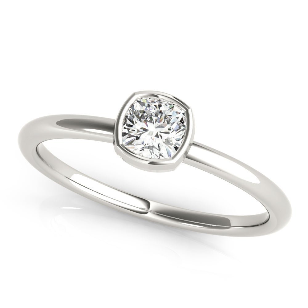 Bezel Set Solitaire Cushion Cut Ring