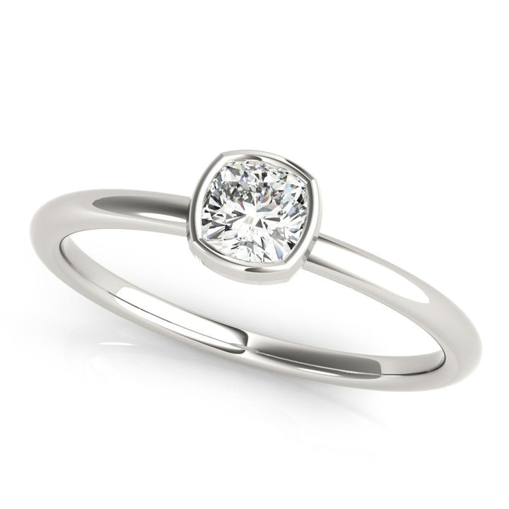 Bezel Set Solitaire Cushion Cut Ring - Engagement Ring - Design Jewellers Edmonton