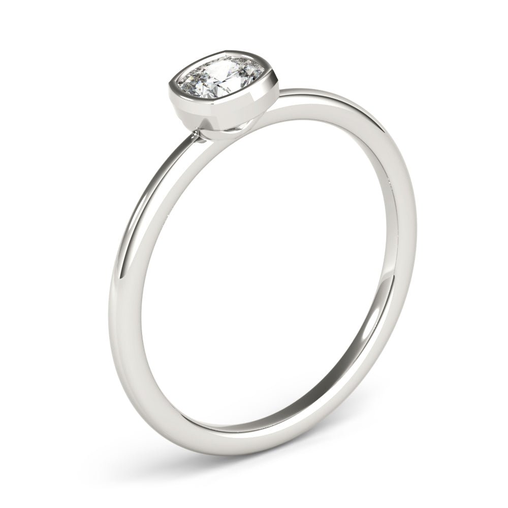 Bezel Set Solitaire Cushion Cut Ring - Engagement Ring - Design Jewellers Edmonton