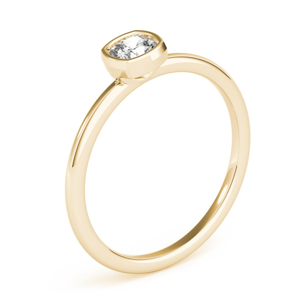 Bezel Set Solitaire Cushion Cut Ring - Engagement Ring - Design Jewellers Edmonton