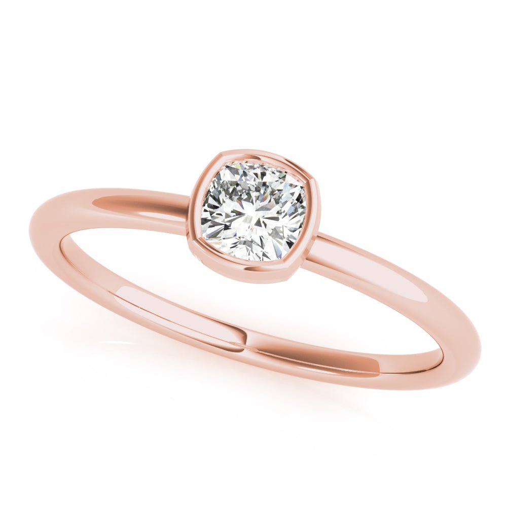 Bezel Set Solitaire Cushion Cut Ring - Engagement Ring - Design Jewellers Edmonton