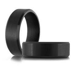 Black Tantalum Satin Finish Band - 7mm Width - Alternative Metal Bands - Design Jewellers Edmonton