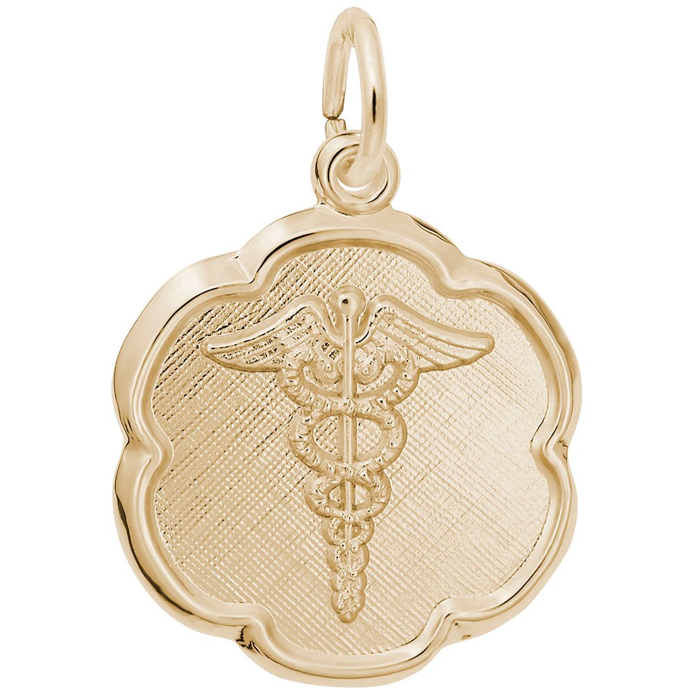 Caduceus Scalloped Disc Charm - Charms - Design Jewellers Edmonton