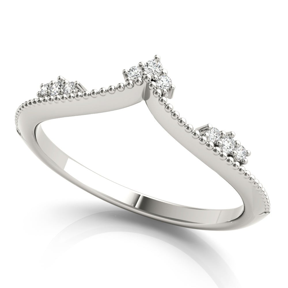 Chevron Milgrain Diamond Wedding Band