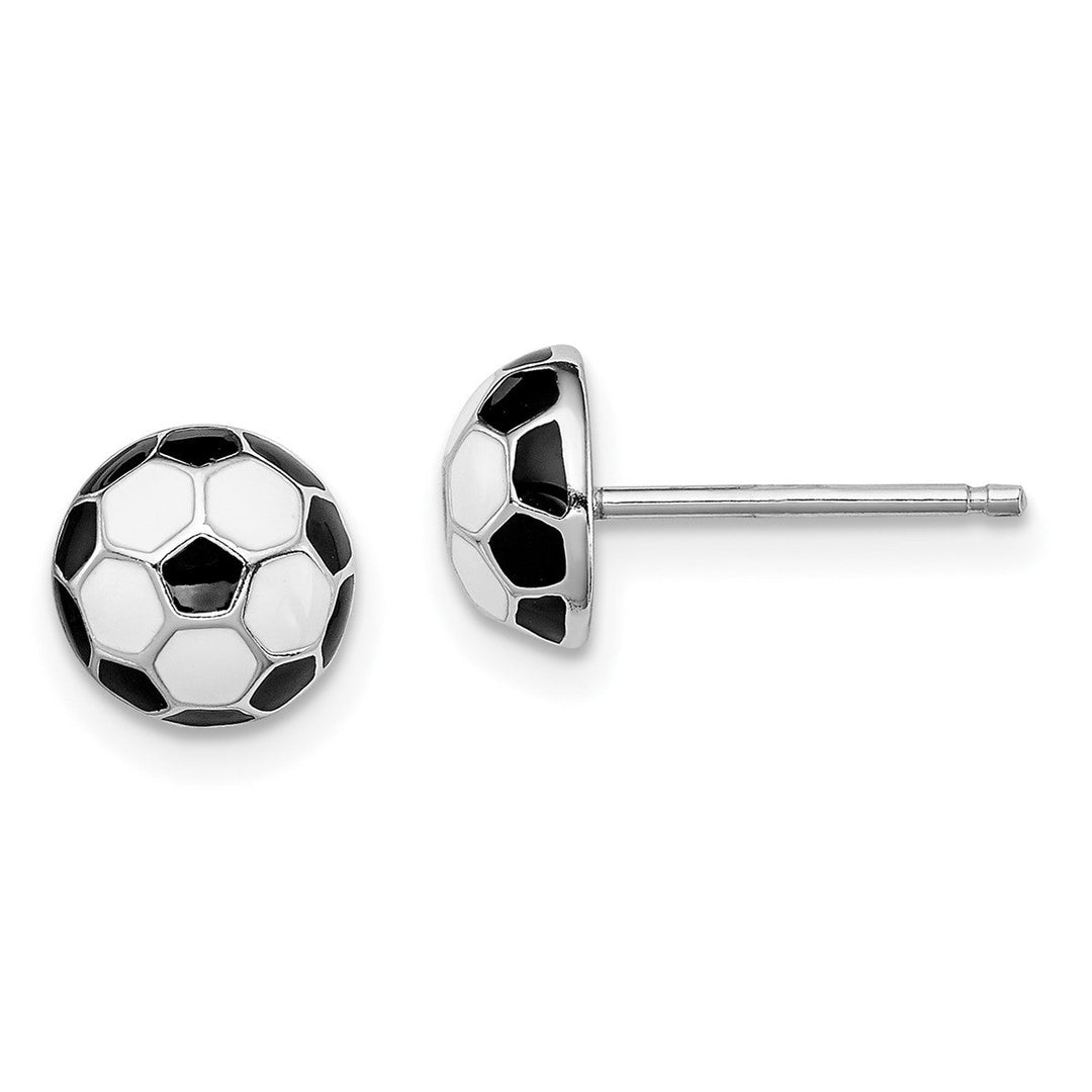 Children's Enameled Soccer Ball Post Earrings
