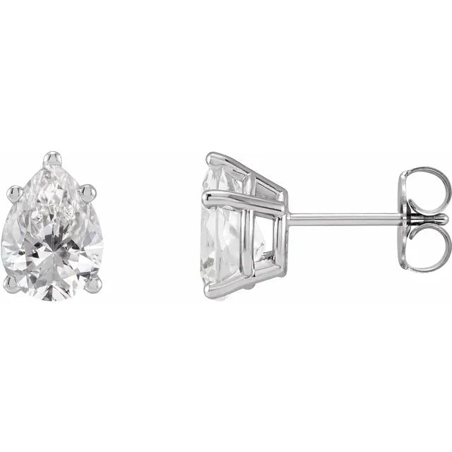 Classic 14K Gold Pear Cut Diamond Stud Earrings