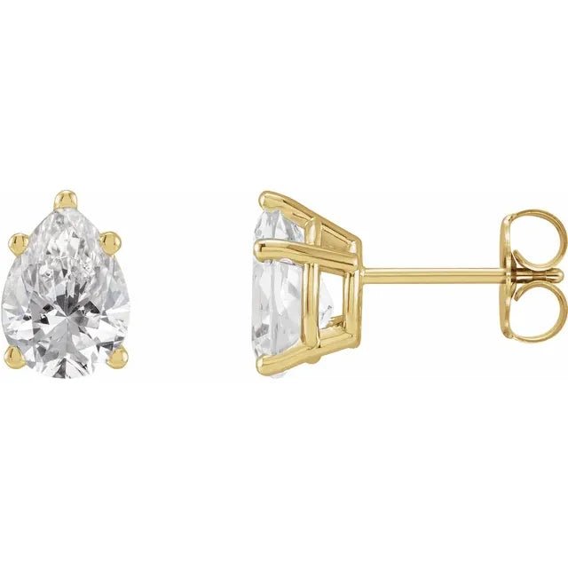 Classic 14K Gold Pear Cut Diamond Stud Earrings - Design Jewellers Edmonton